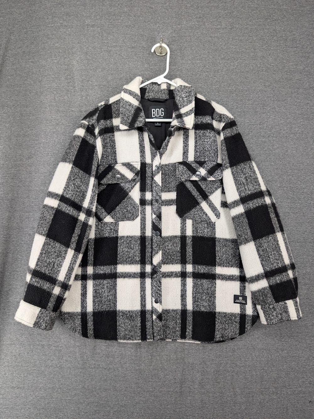 BDG Black & White Plaid Kids Jacket